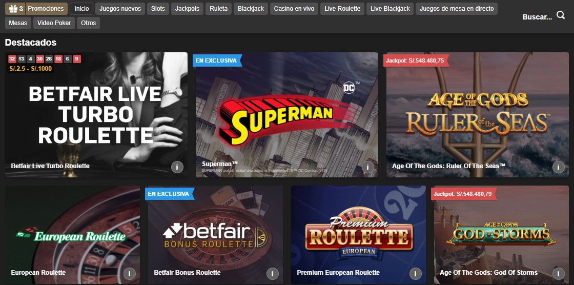 ¡Descubre el casino online de Betfair!